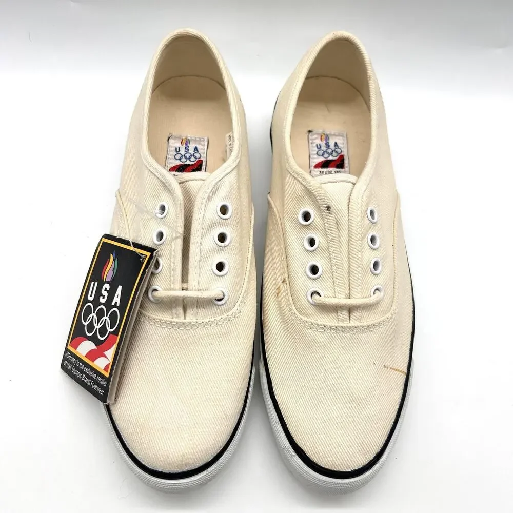 Vintage USA Olympic Shoes Mens Size‎ 8 Canvas Lace Up JC Penney 90s Sneakers